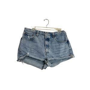Levi's 501 Light Wash Blue Jean Button Fly Cut Off Shorts Womens Size 32